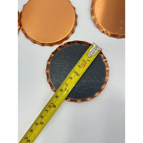 Vintage Set of Coasters Coppercraft Copper with Black Leather Set 11 Total - Picture 9 of 10